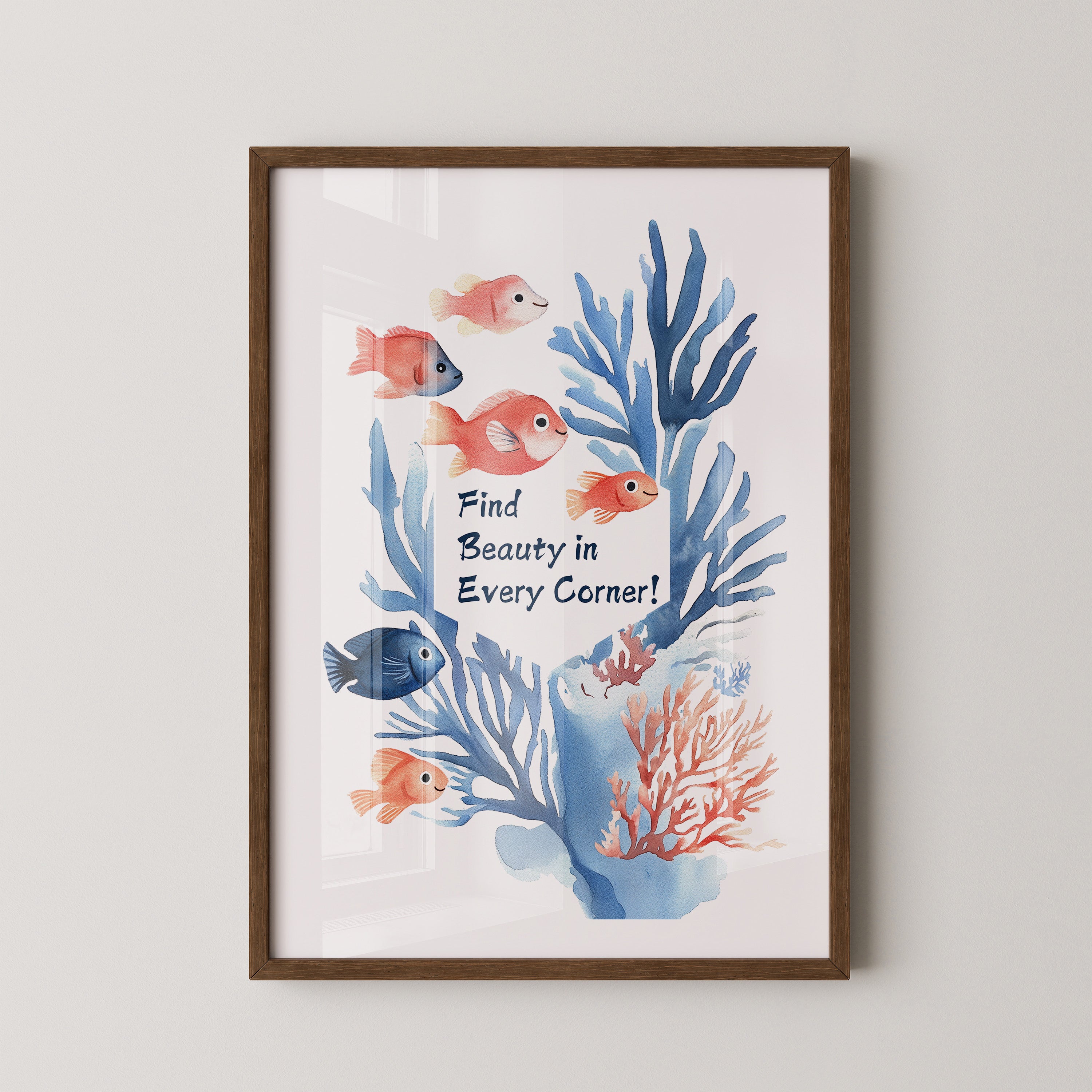 Bunte Fische Aquarell Korallen