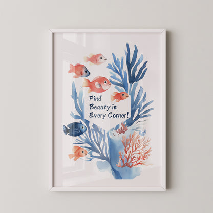 Bunte Fische Aquarell Korallen