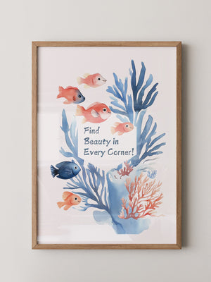 Bunte Fische Aquarell Korallen