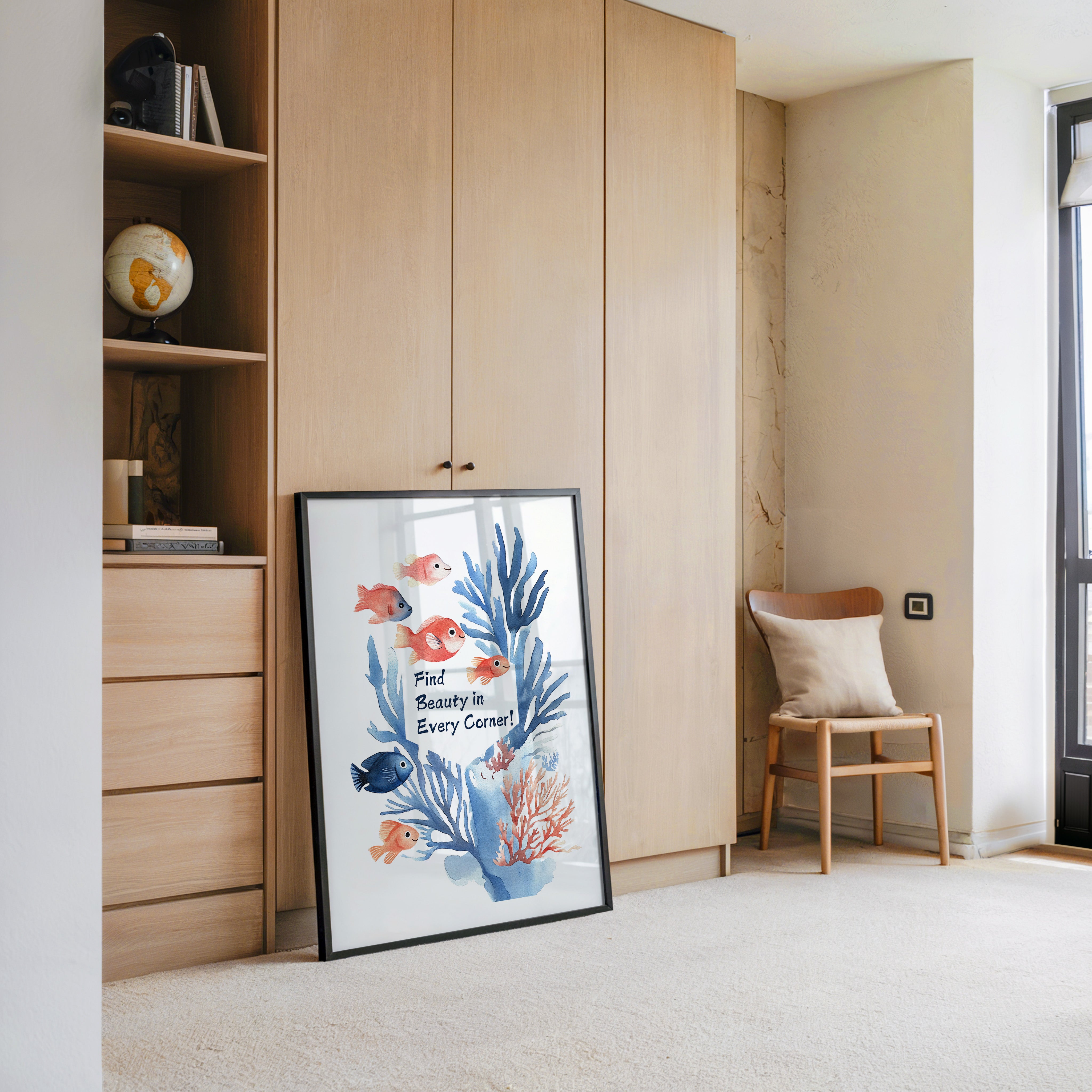 Bunte Fische Aquarell Korallen