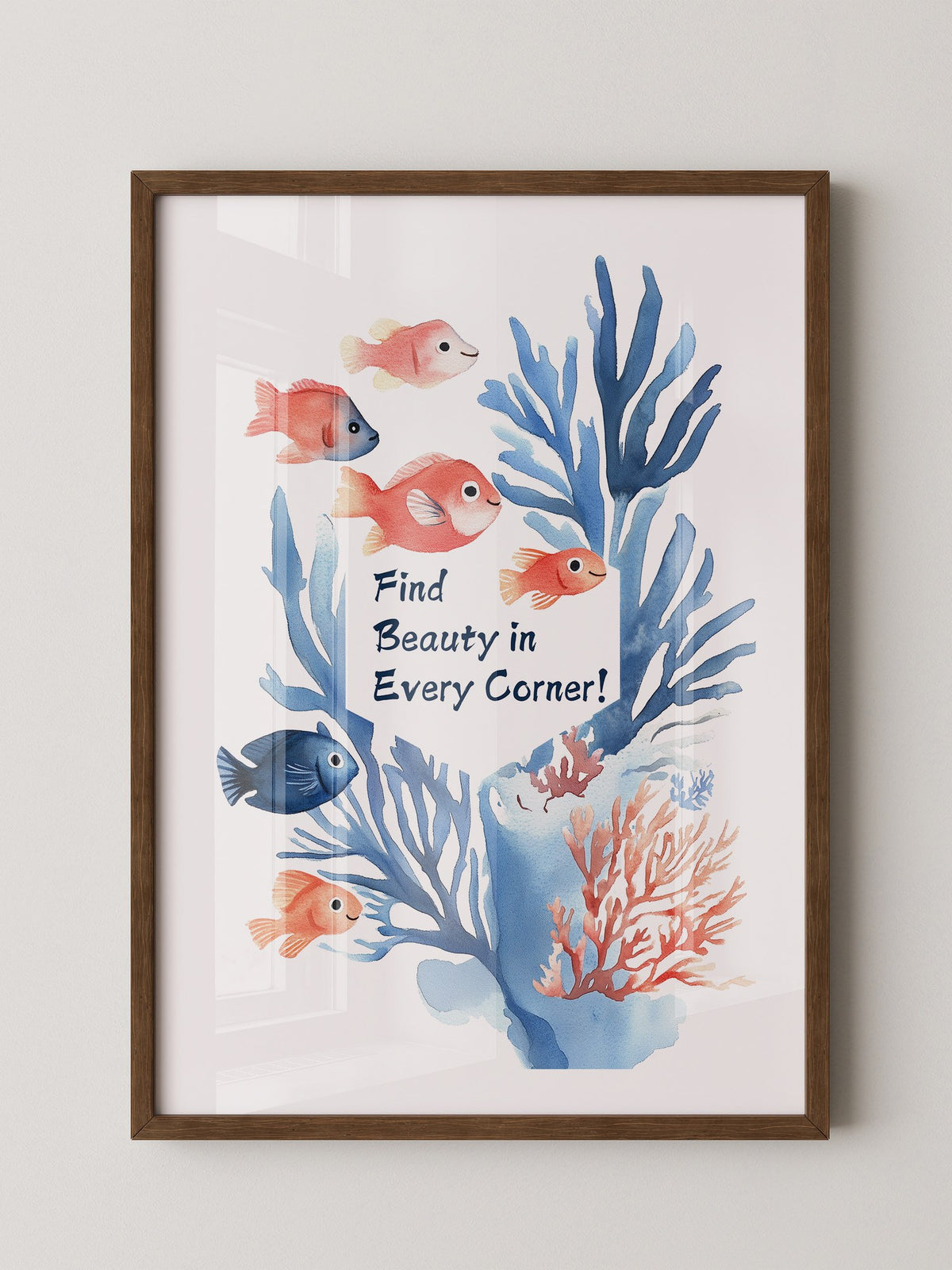 Bunte Fische Aquarell Korallen