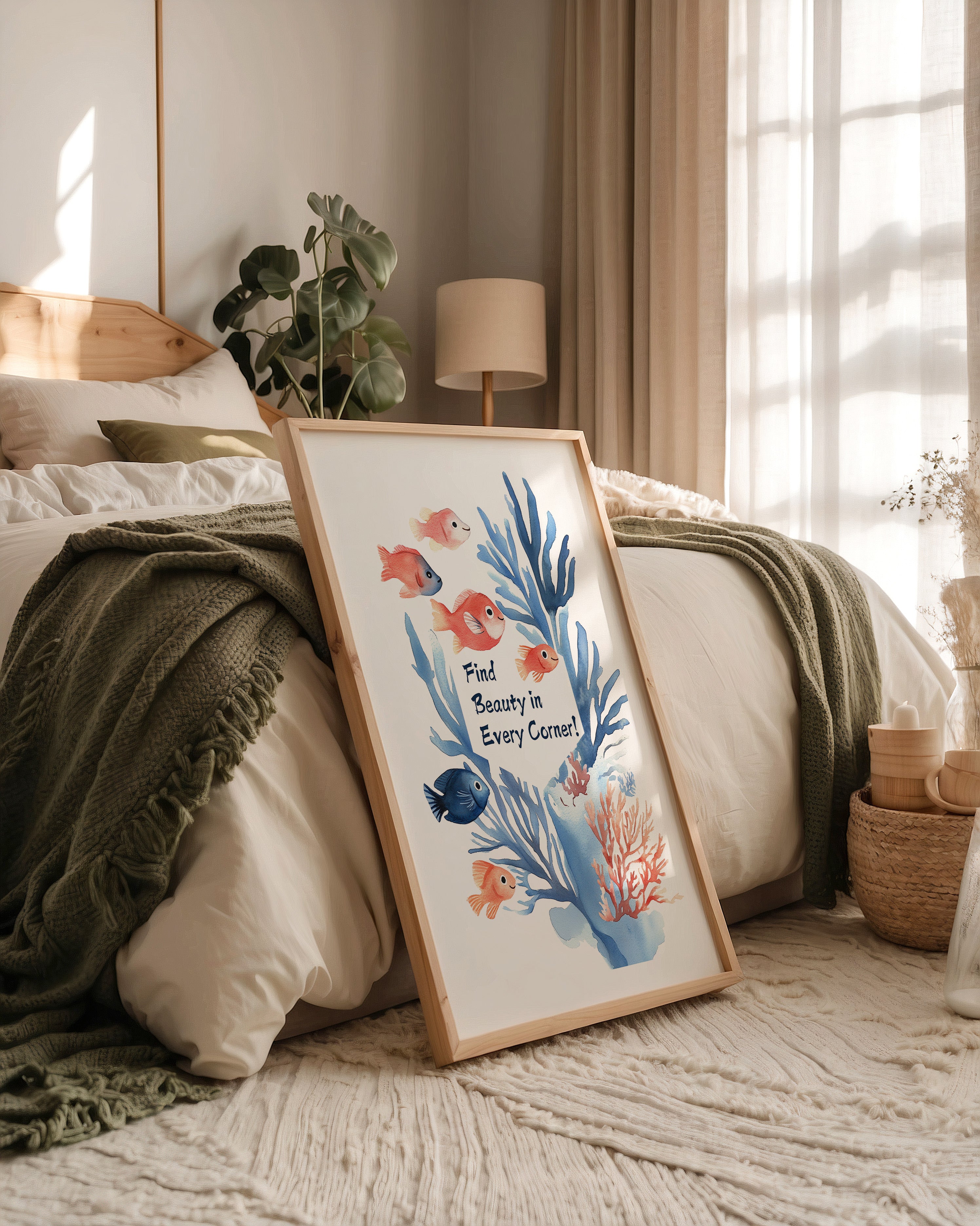 Bunte Fische Aquarell Korallen