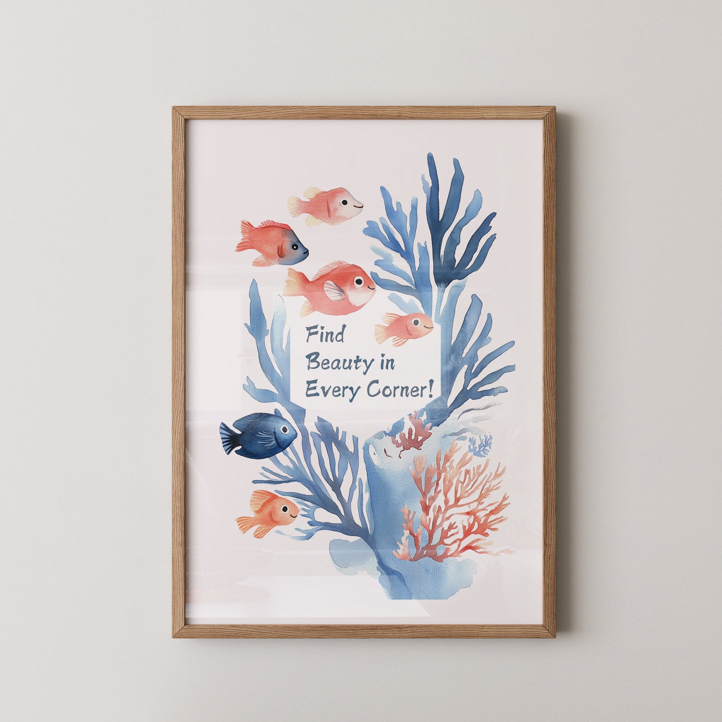 Bunte Fische Aquarell Korallen