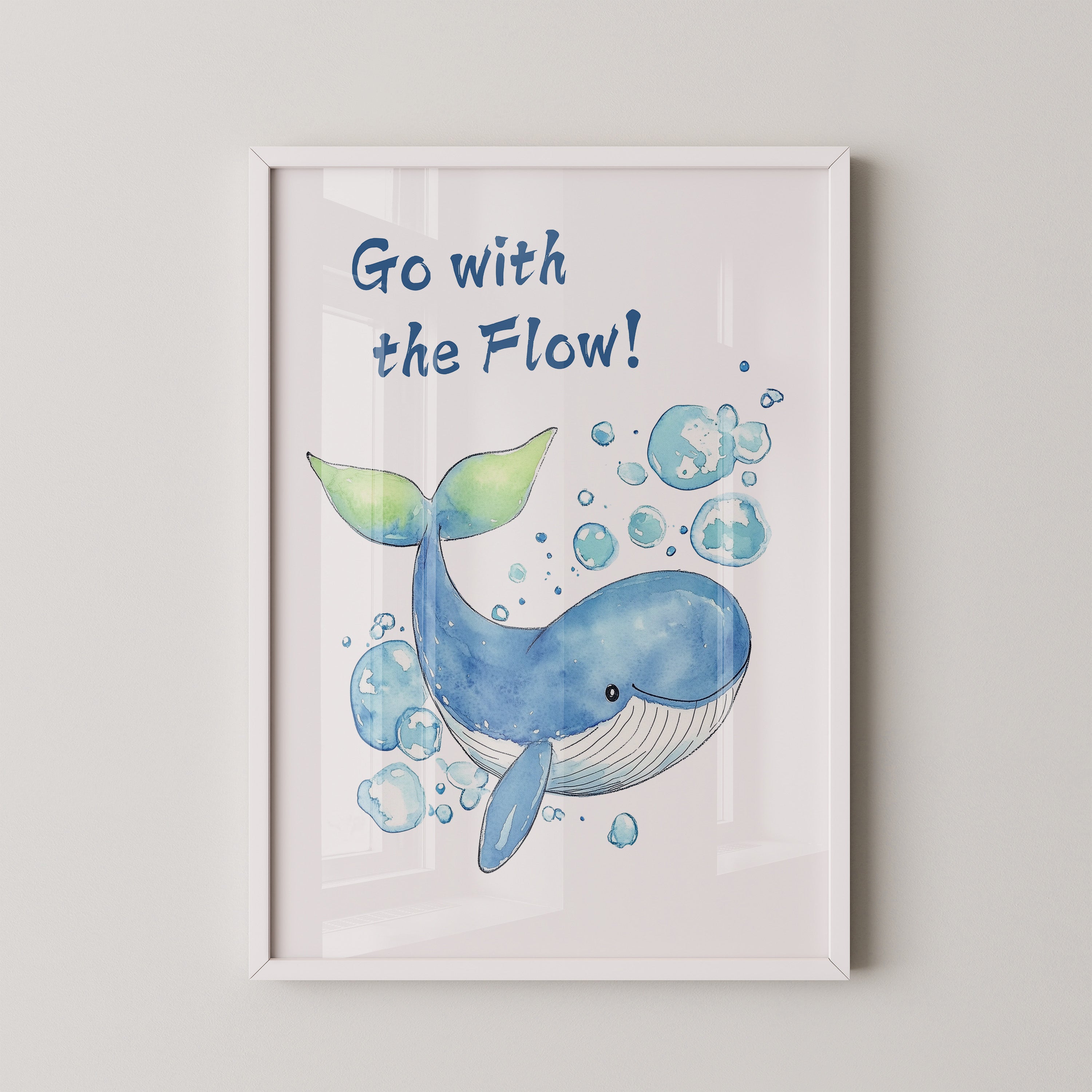 Wal Aquarell mit Luftblasen