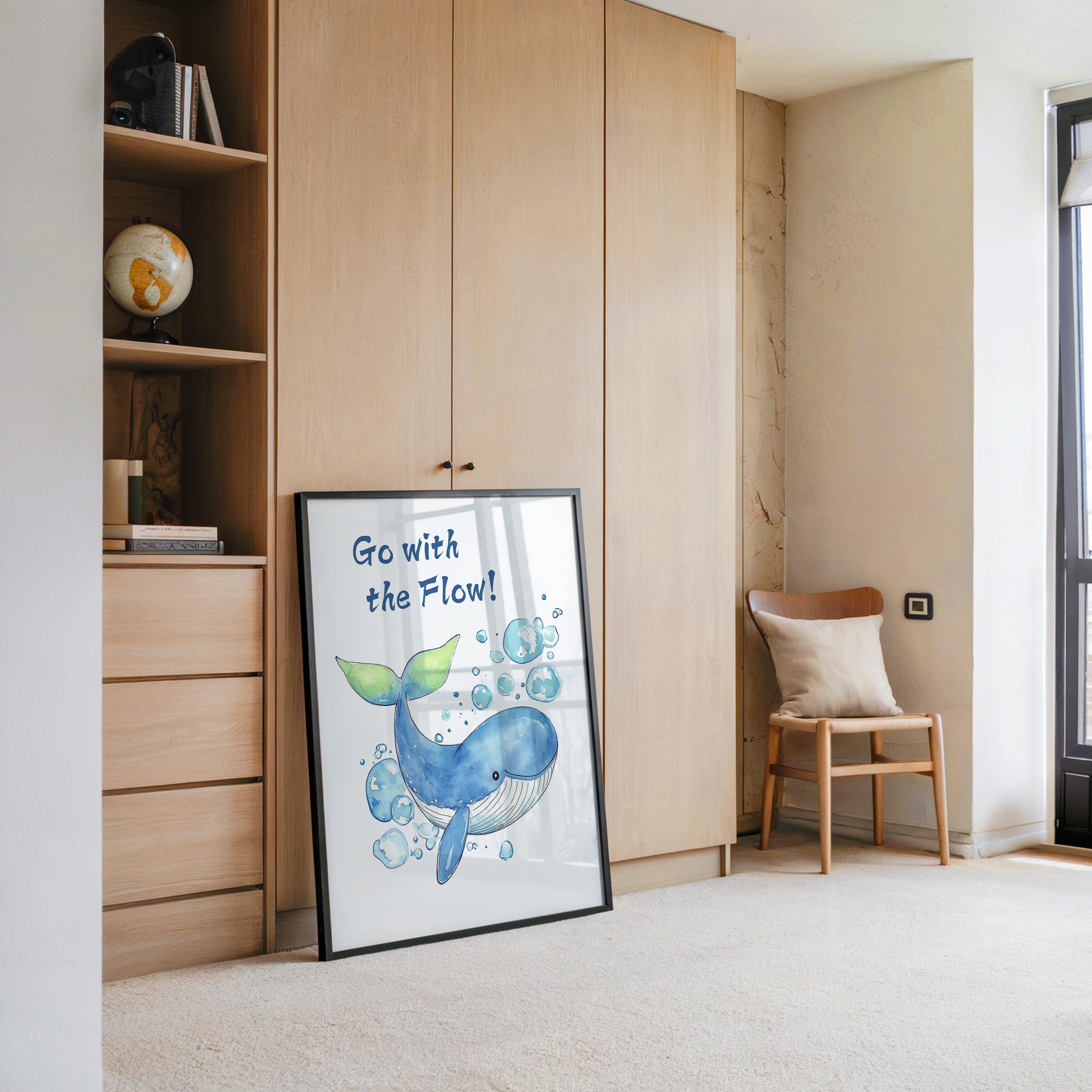 Wal Aquarell mit Luftblasen