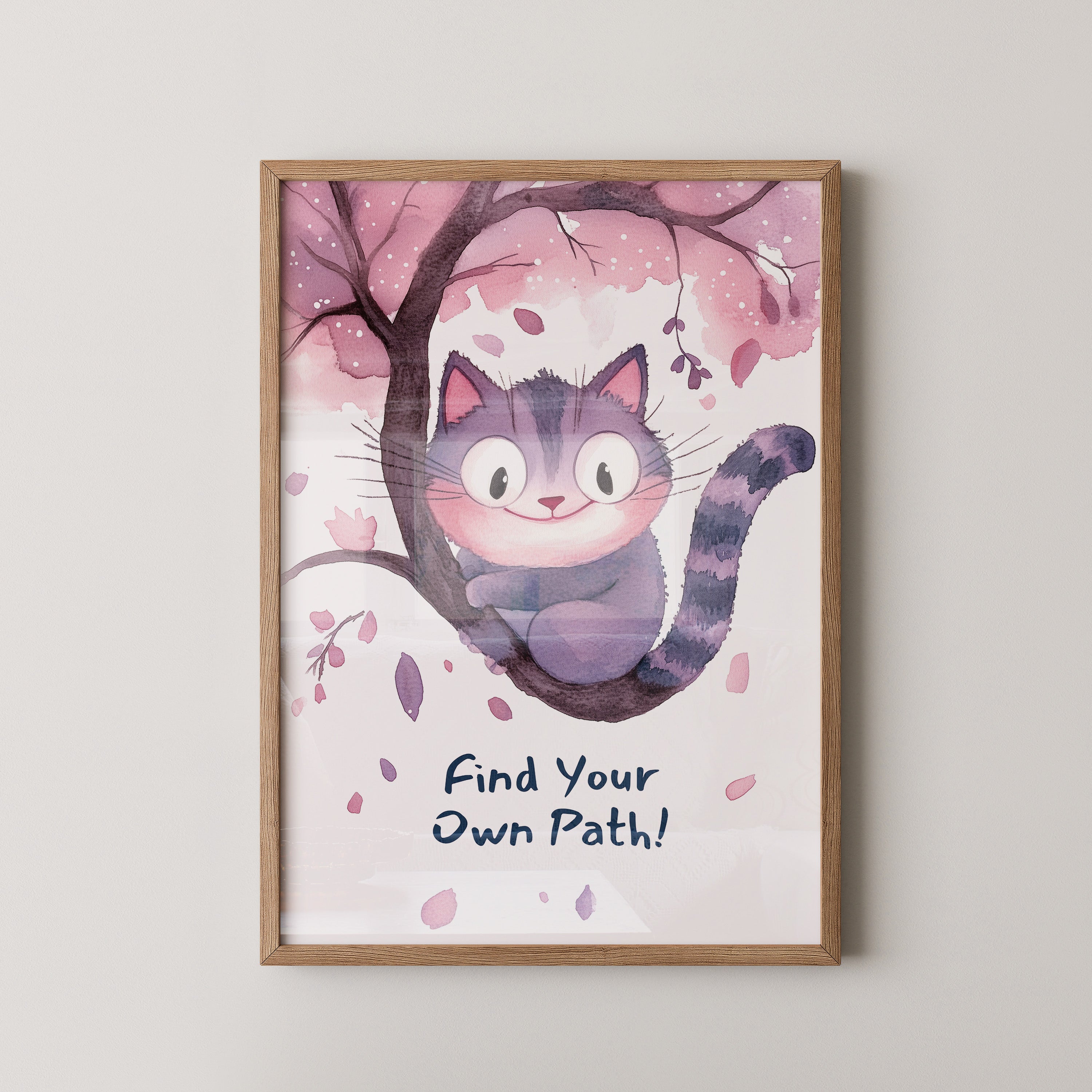 Katze Kirschbaum Aquarell