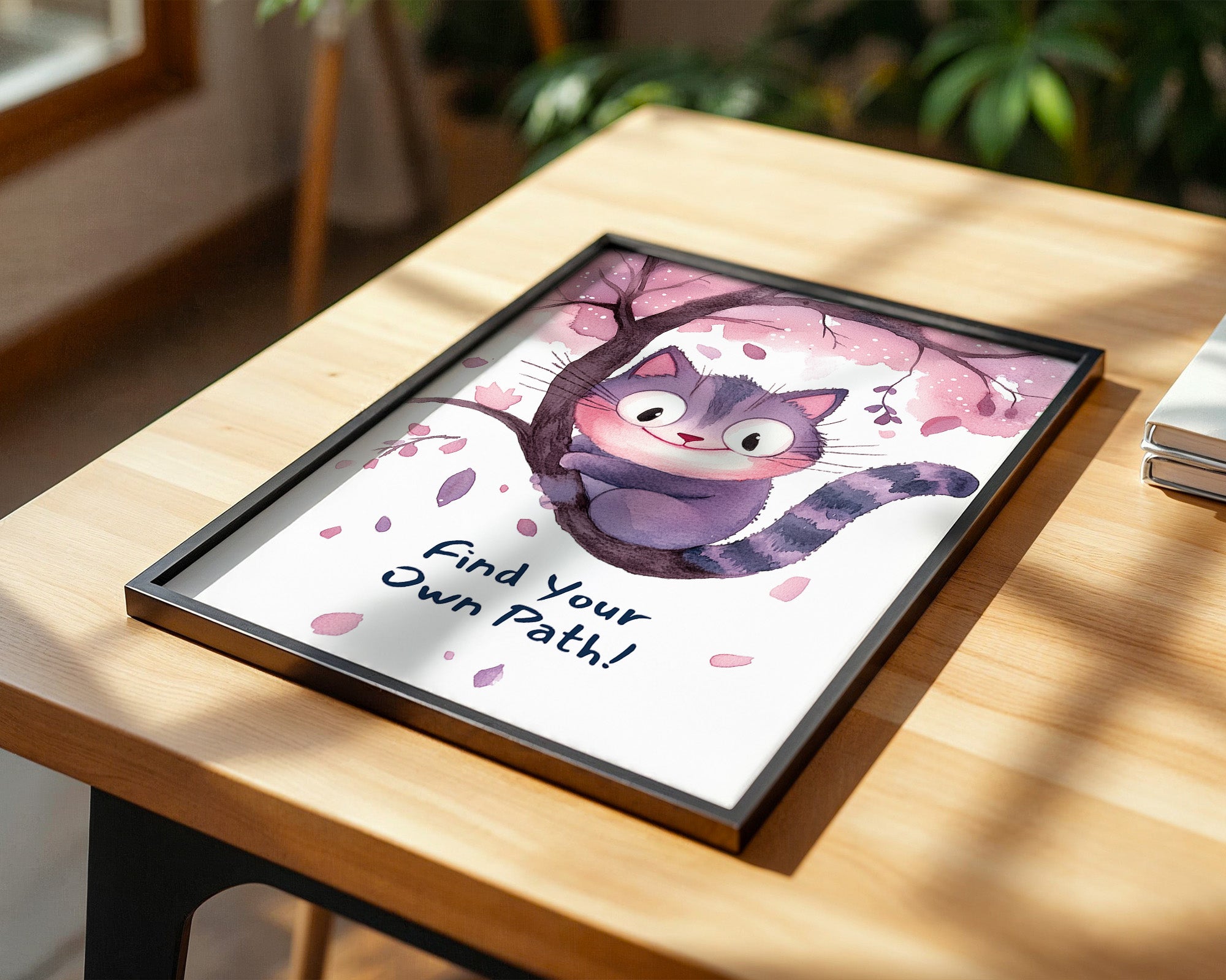 Katze Kirschbaum Aquarell