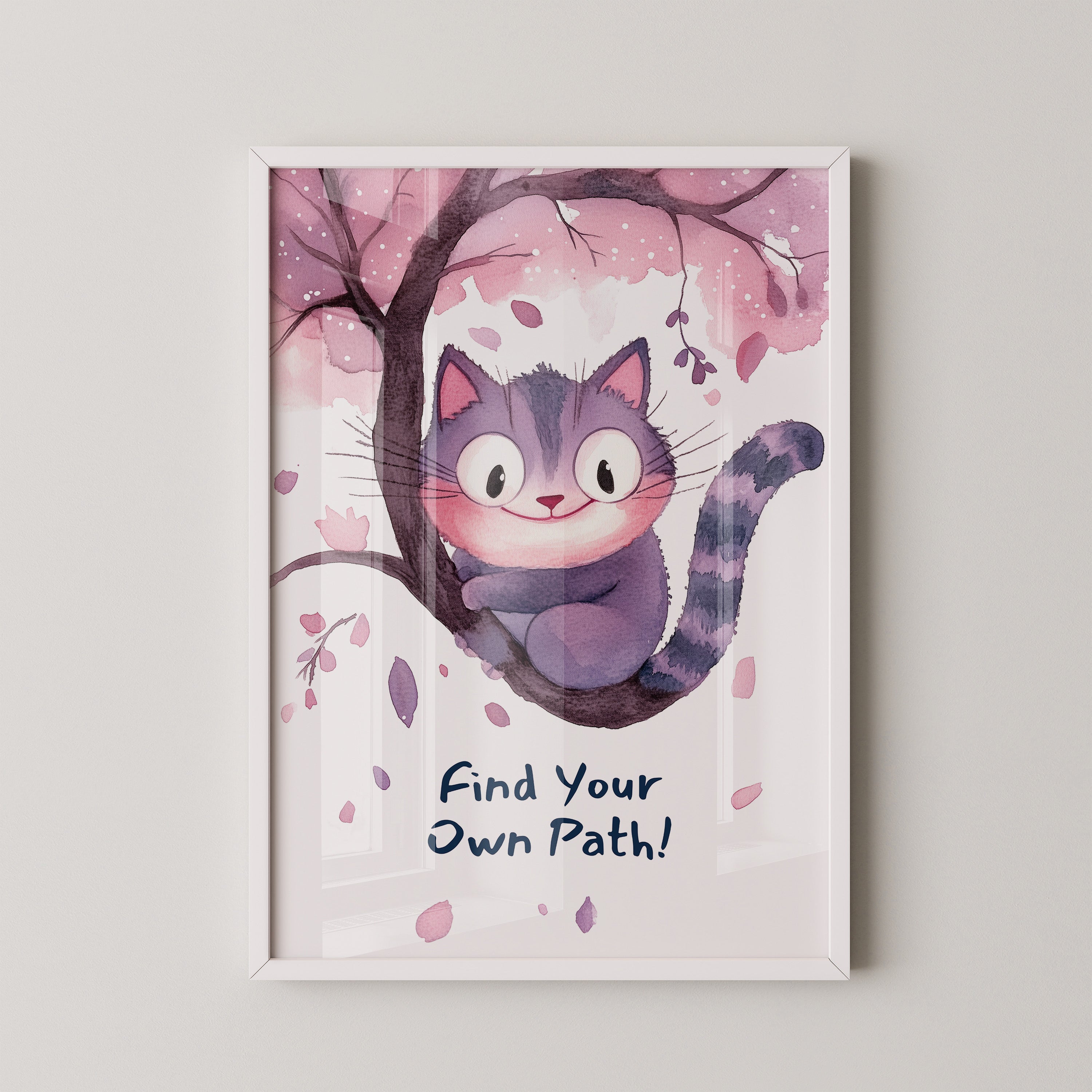 Katze Kirschbaum Aquarell