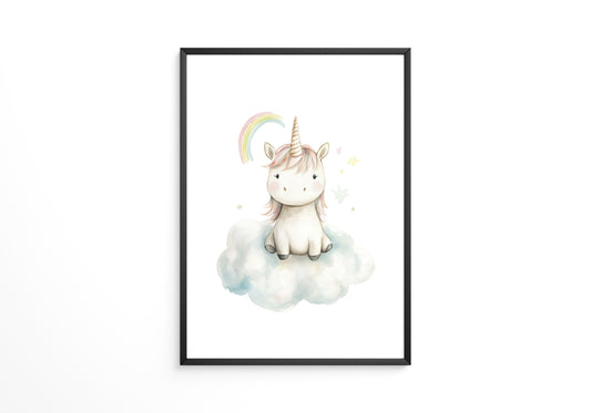 Einhorn auf Wolke Pastell