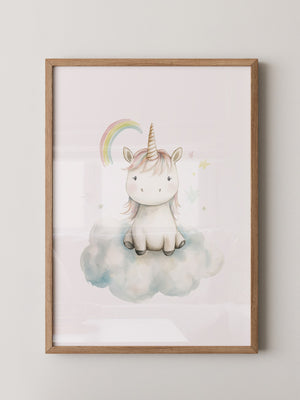 Einhorn auf Wolke Pastell
