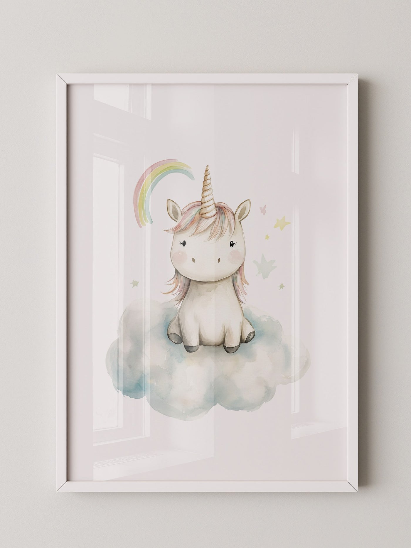 Einhorn auf Wolke Pastell