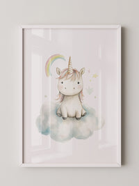 Einhorn auf Wolke Pastell