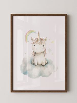 Einhorn auf Wolke Pastell