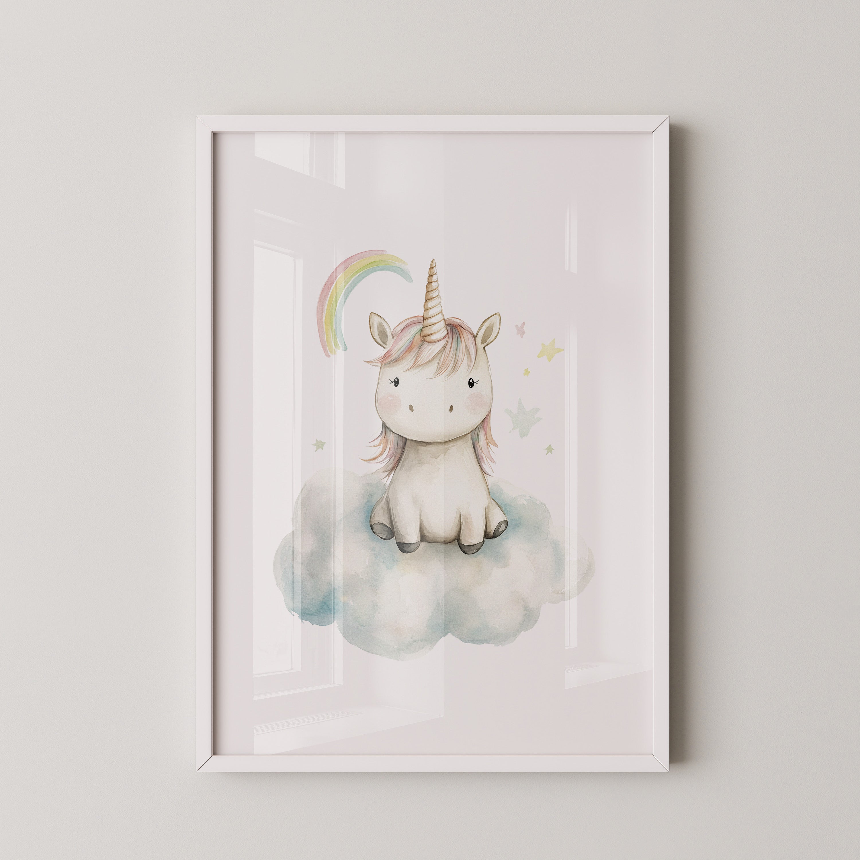 Einhorn auf Wolke Pastell