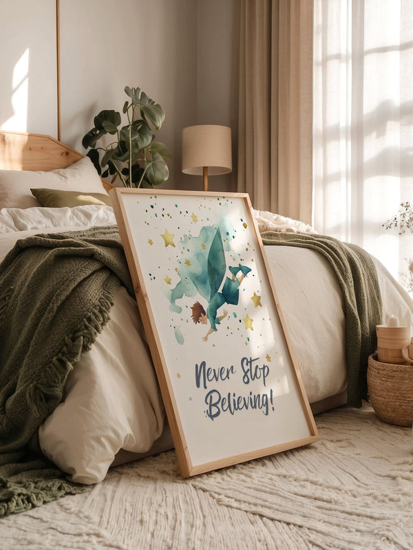 Junge fliegt Aquarell Sterne