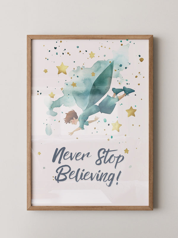Junge fliegt Aquarell Sterne