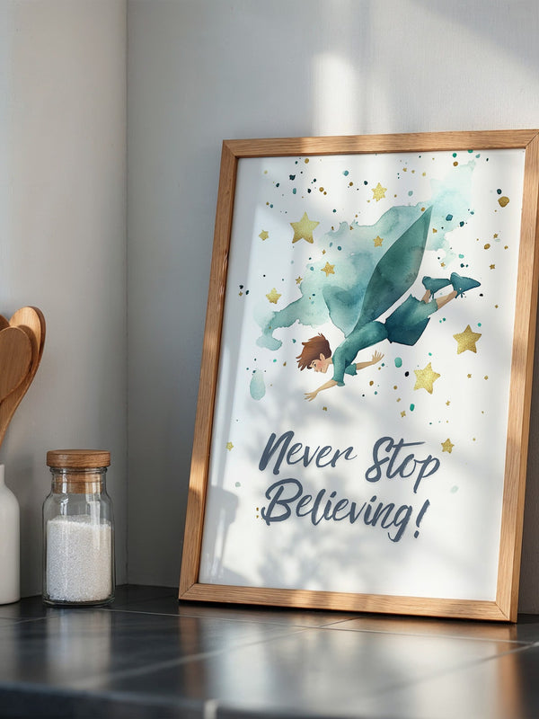 Junge fliegt Aquarell Sterne