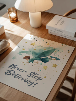 Junge fliegt Aquarell Sterne