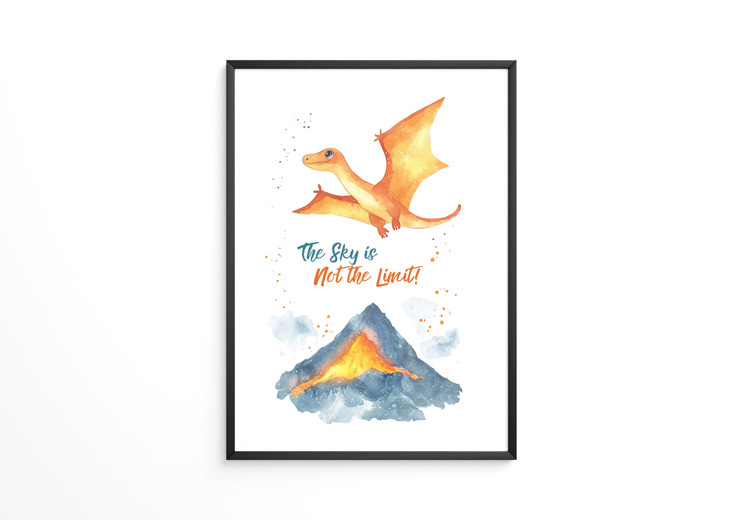 Flugdino Vulkan Aquarell