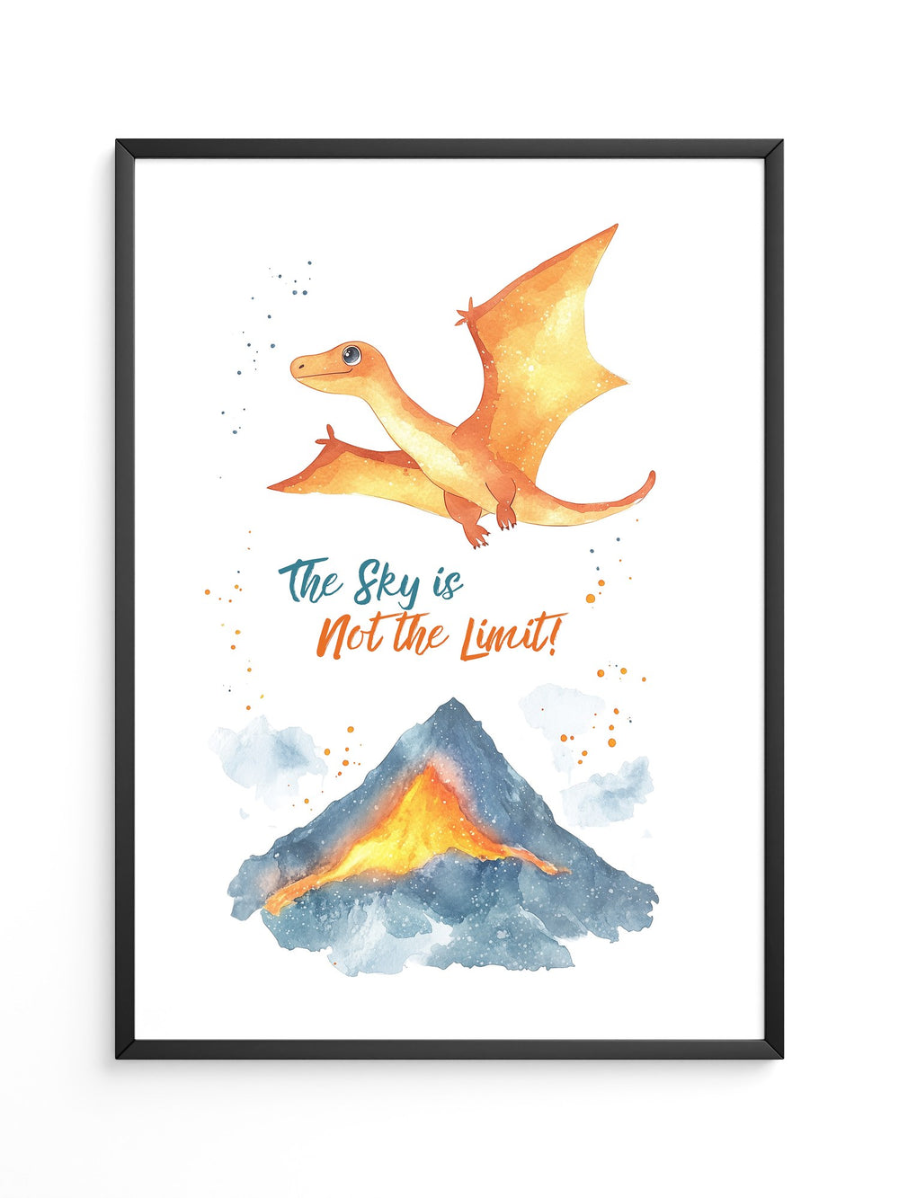 Flugdino Vulkan Aquarell