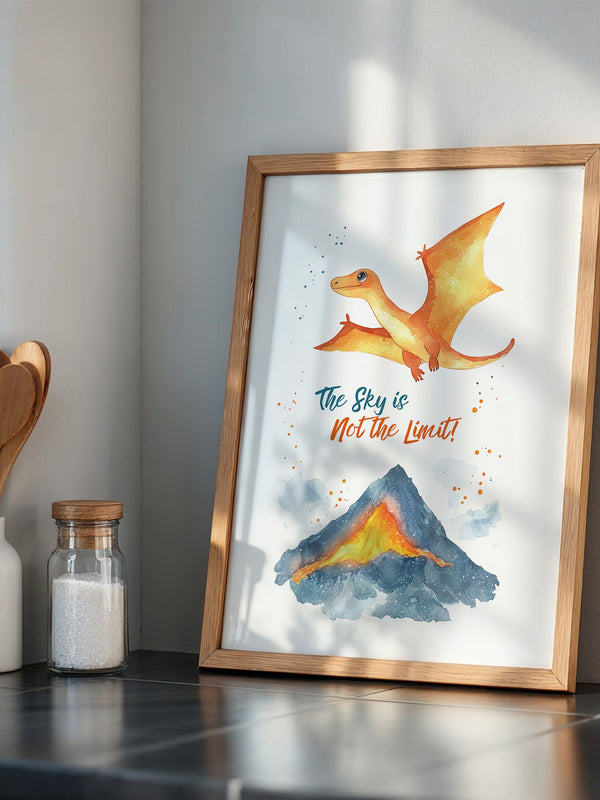 Flugdino Vulkan Aquarell