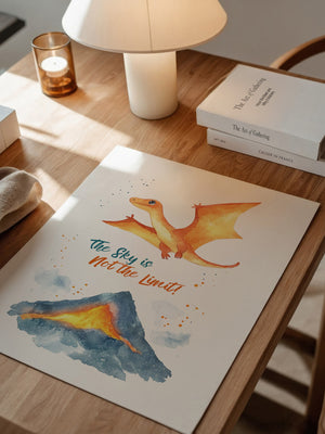 Flugdino Vulkan Aquarell