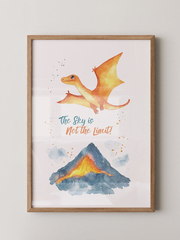 Flugdino Vulkan Aquarell