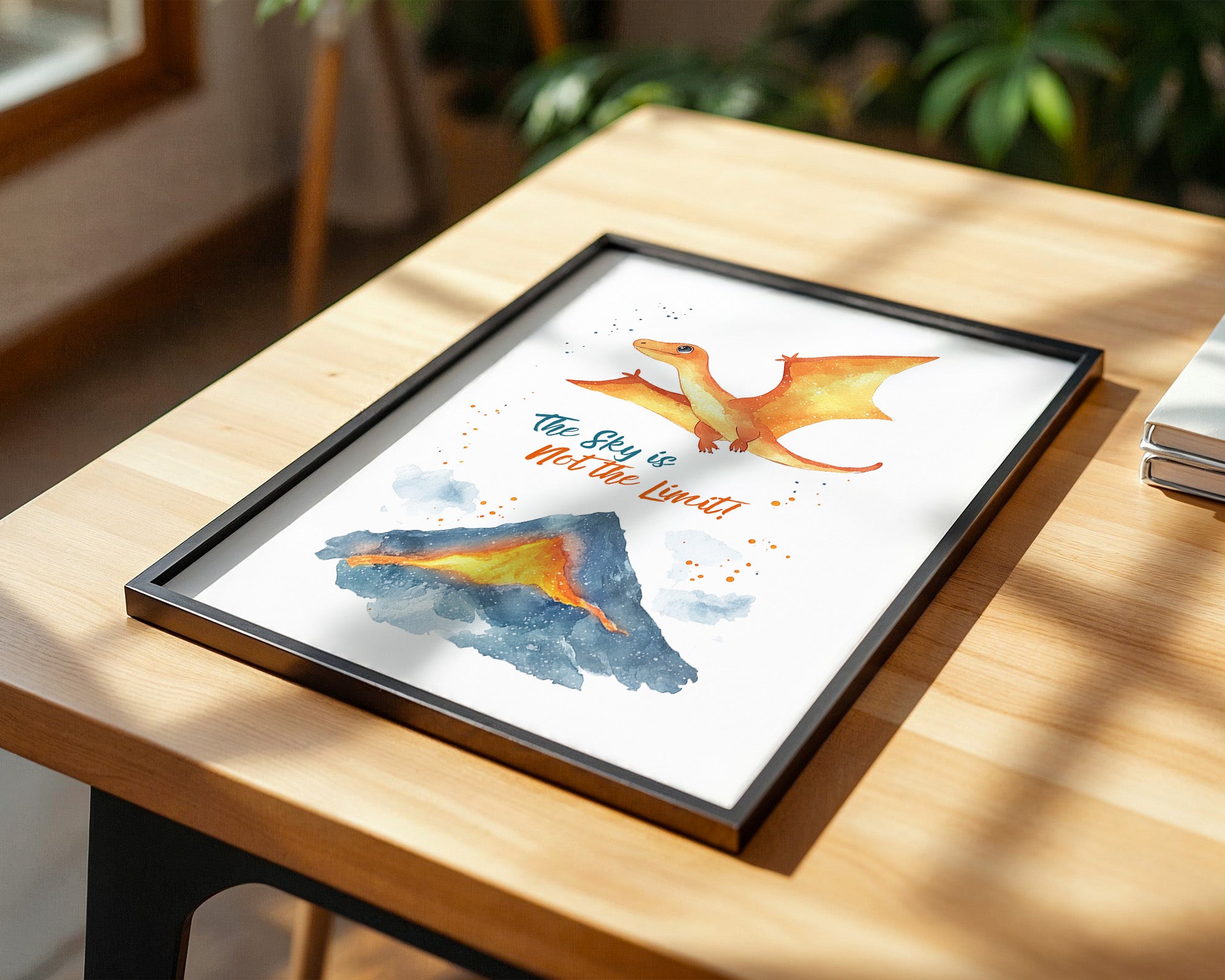 Flugdino Vulkan Aquarell