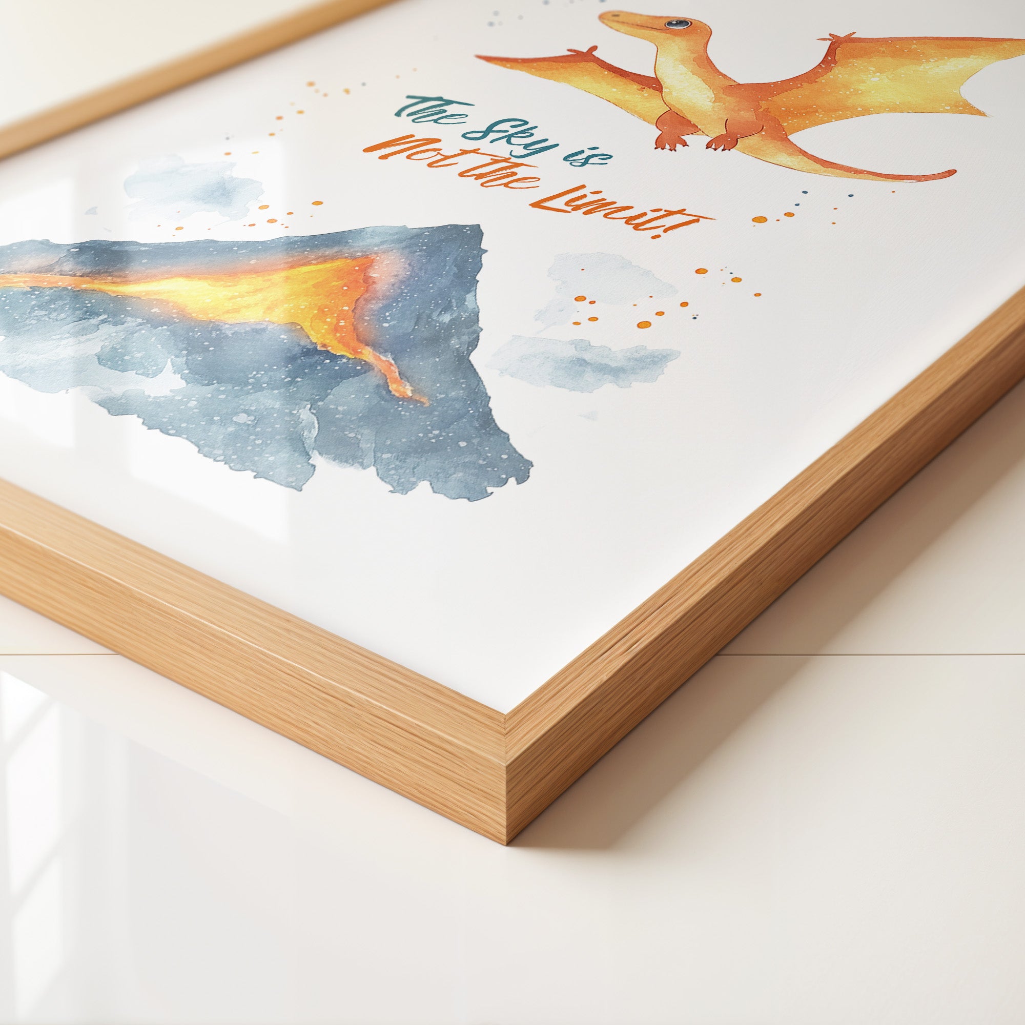 Flugdino Vulkan Aquarell