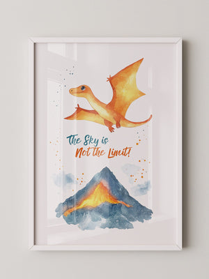 Flugdino Vulkan Aquarell
