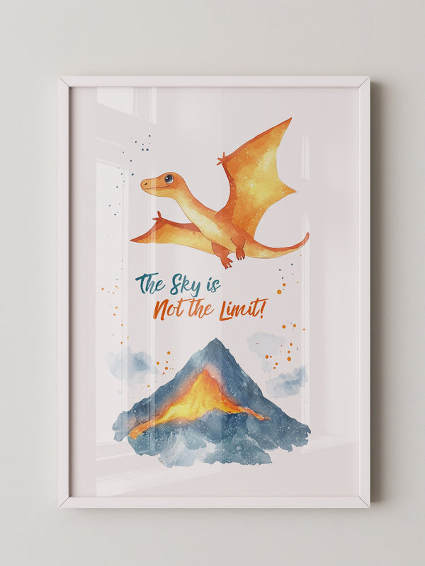 Flugdino Vulkan Aquarell