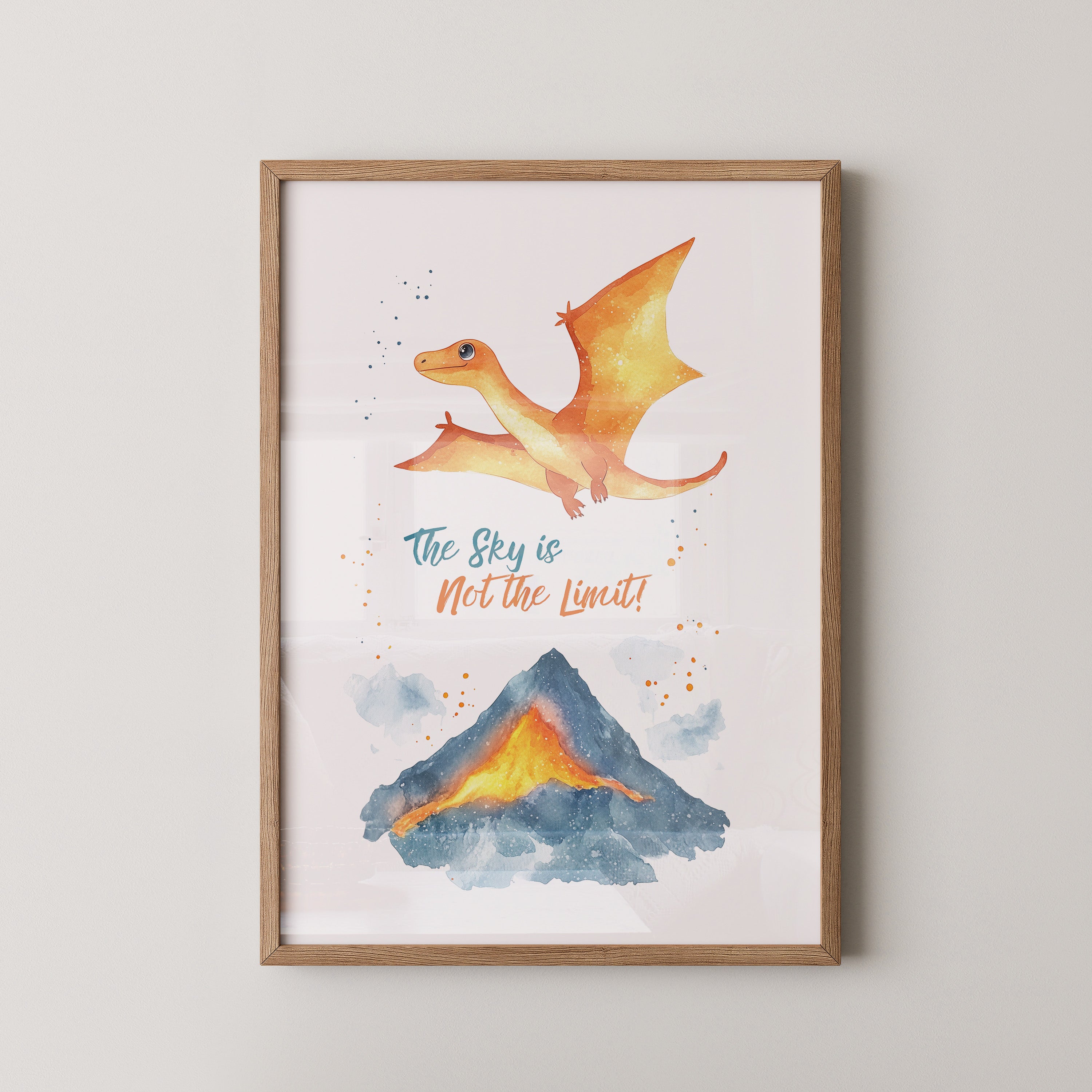 Flugdino Vulkan Aquarell