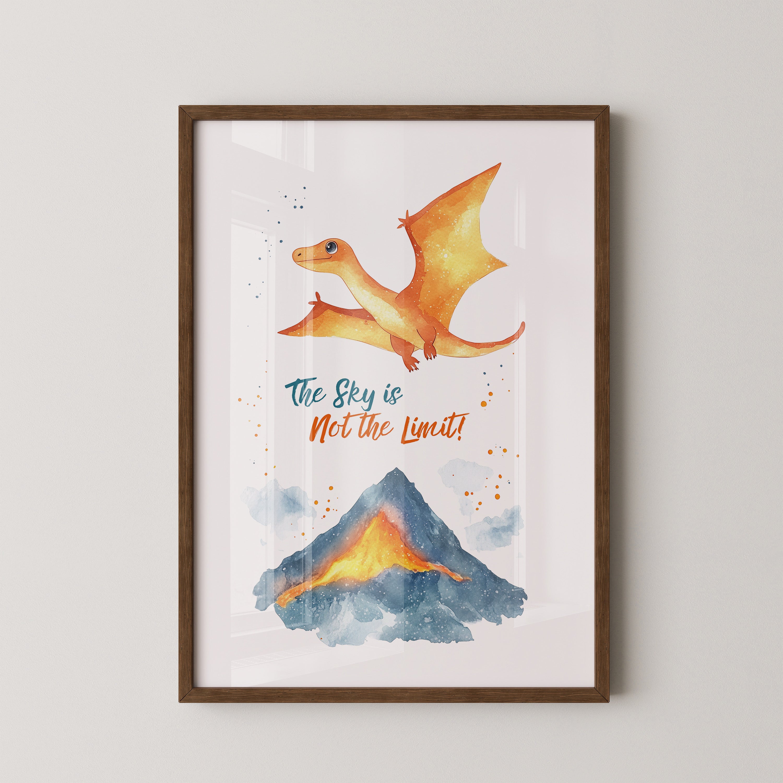 Flugdino Vulkan Aquarell