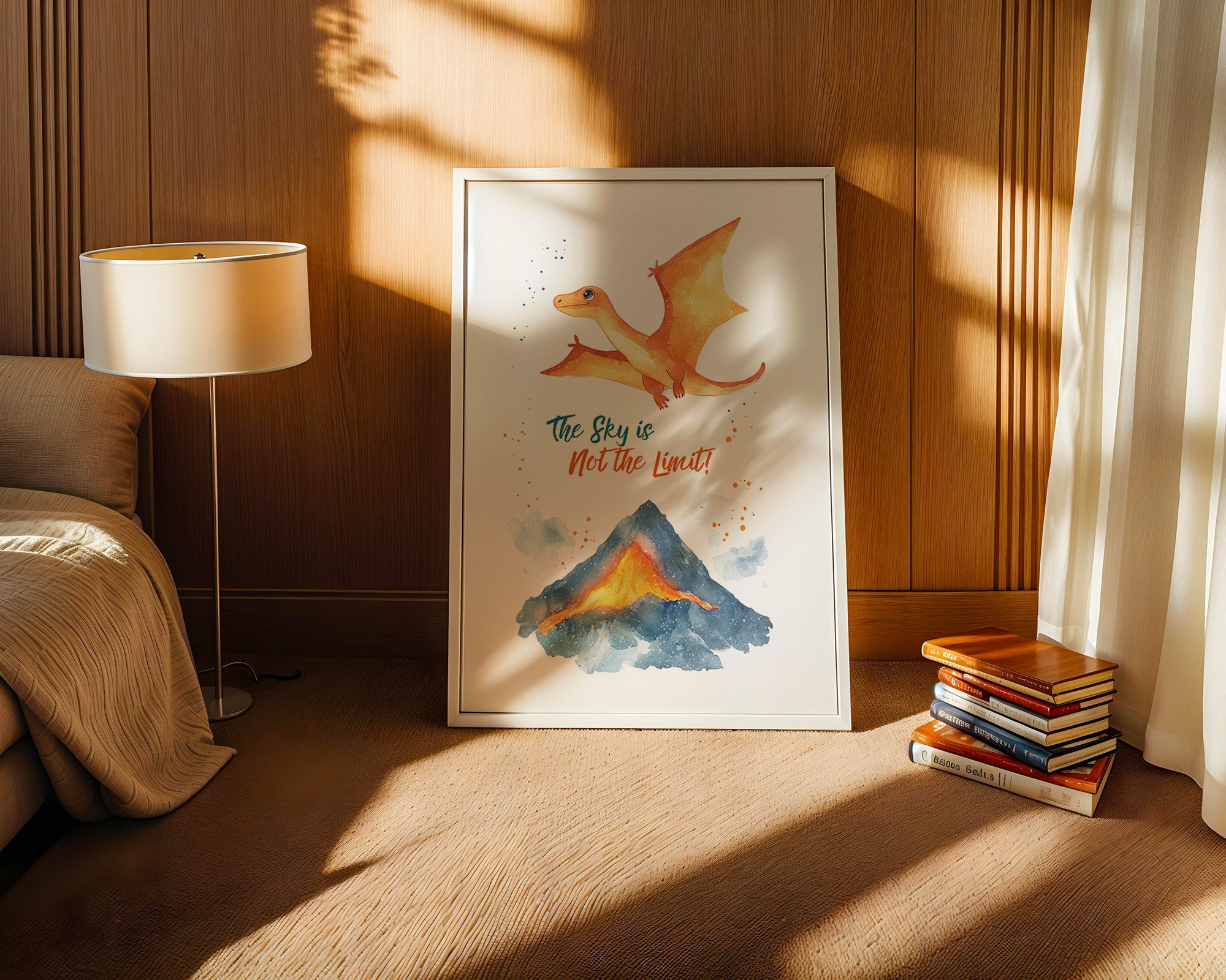 Flugdino Vulkan Aquarell