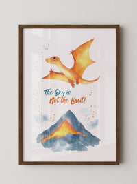 Flugdino Vulkan Aquarell