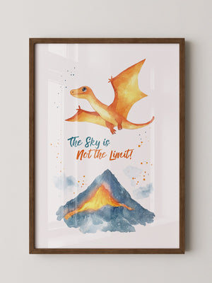 Flugdino Vulkan Aquarell