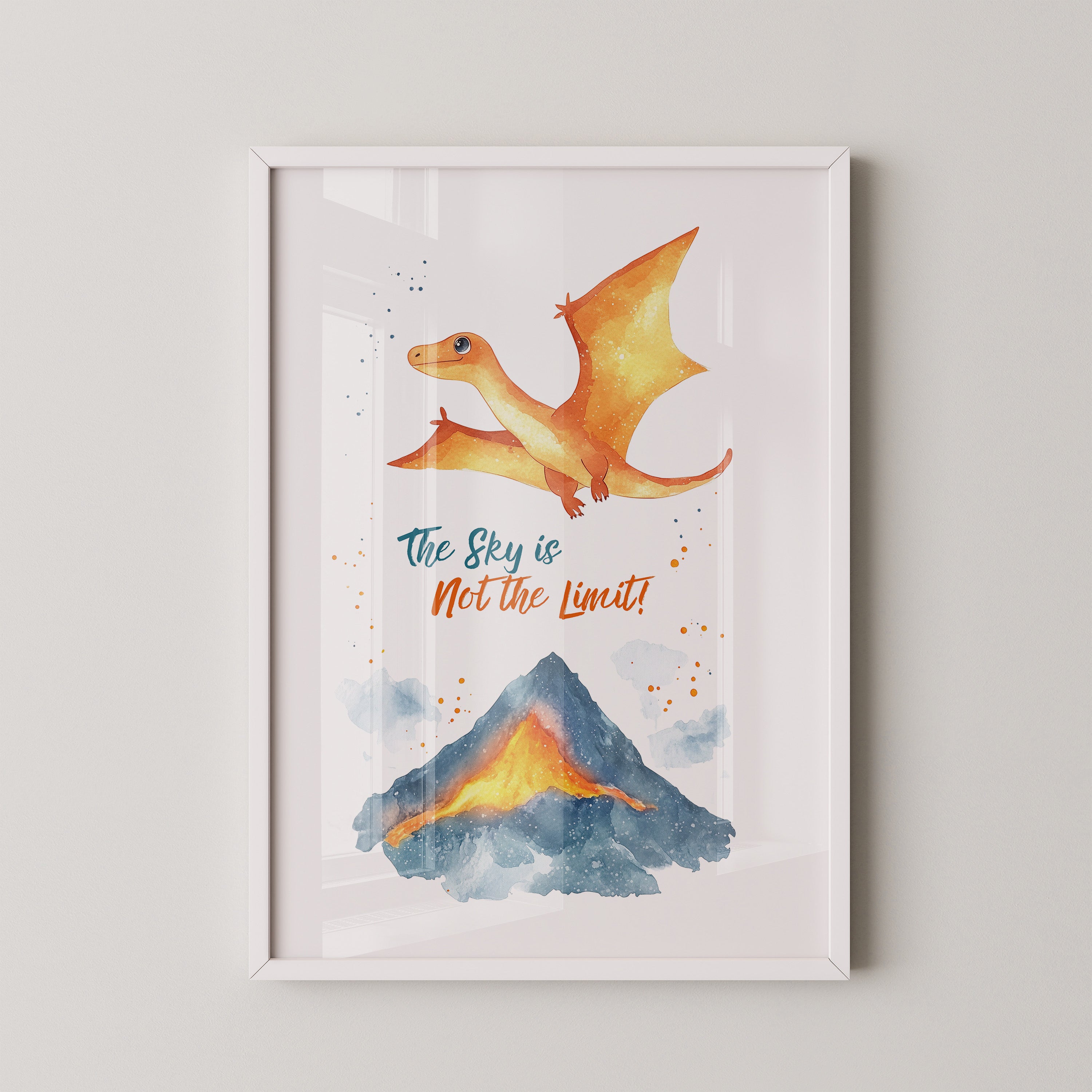 Flugdino Vulkan Aquarell