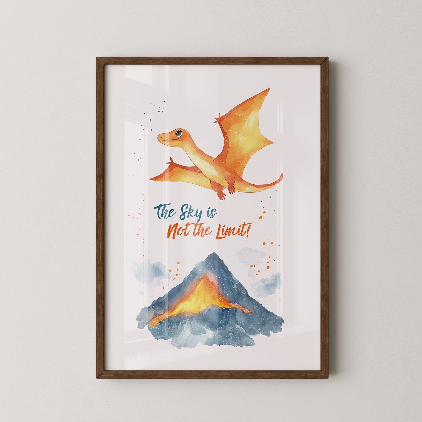 Flugdino Vulkan Aquarell