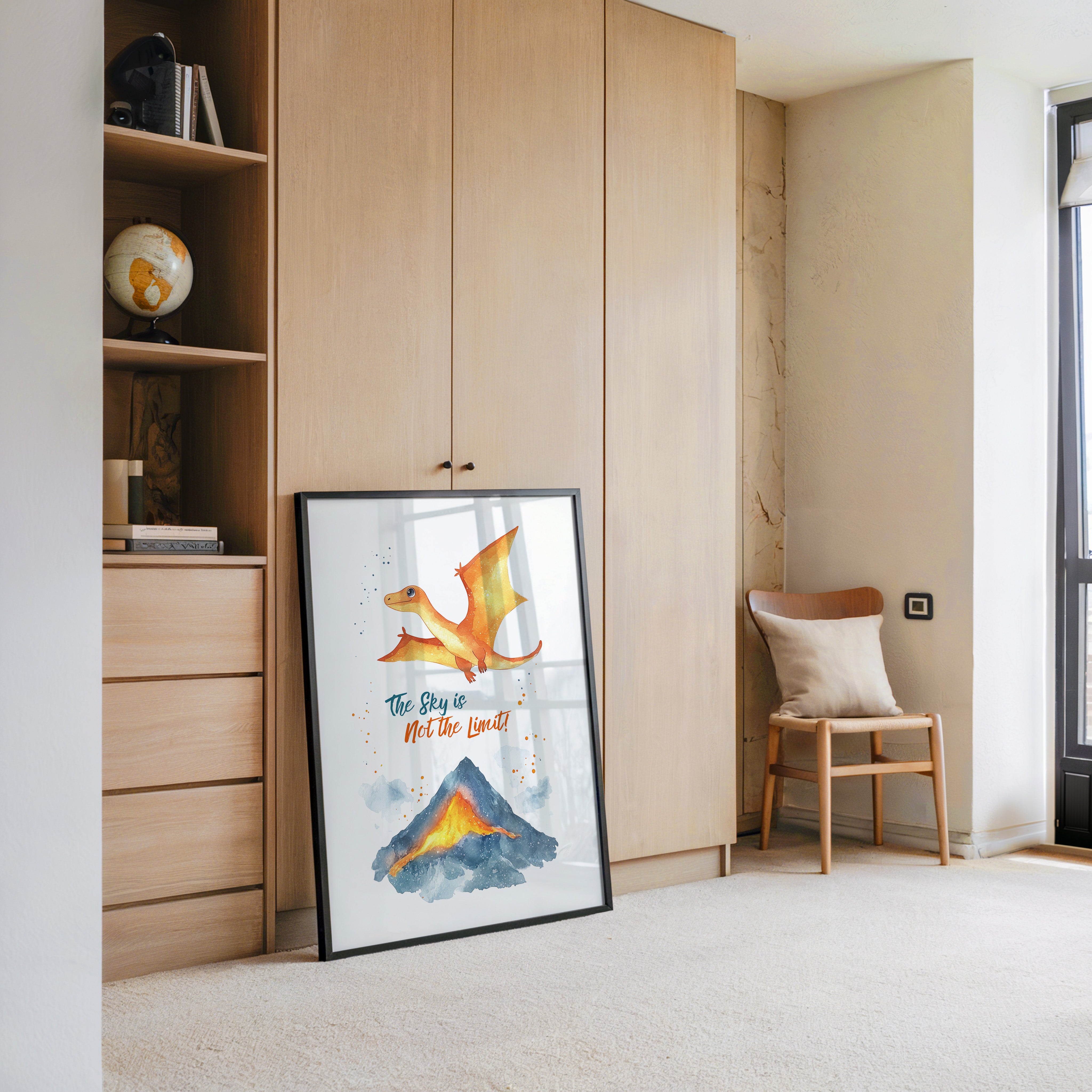 Flugdino Vulkan Aquarell