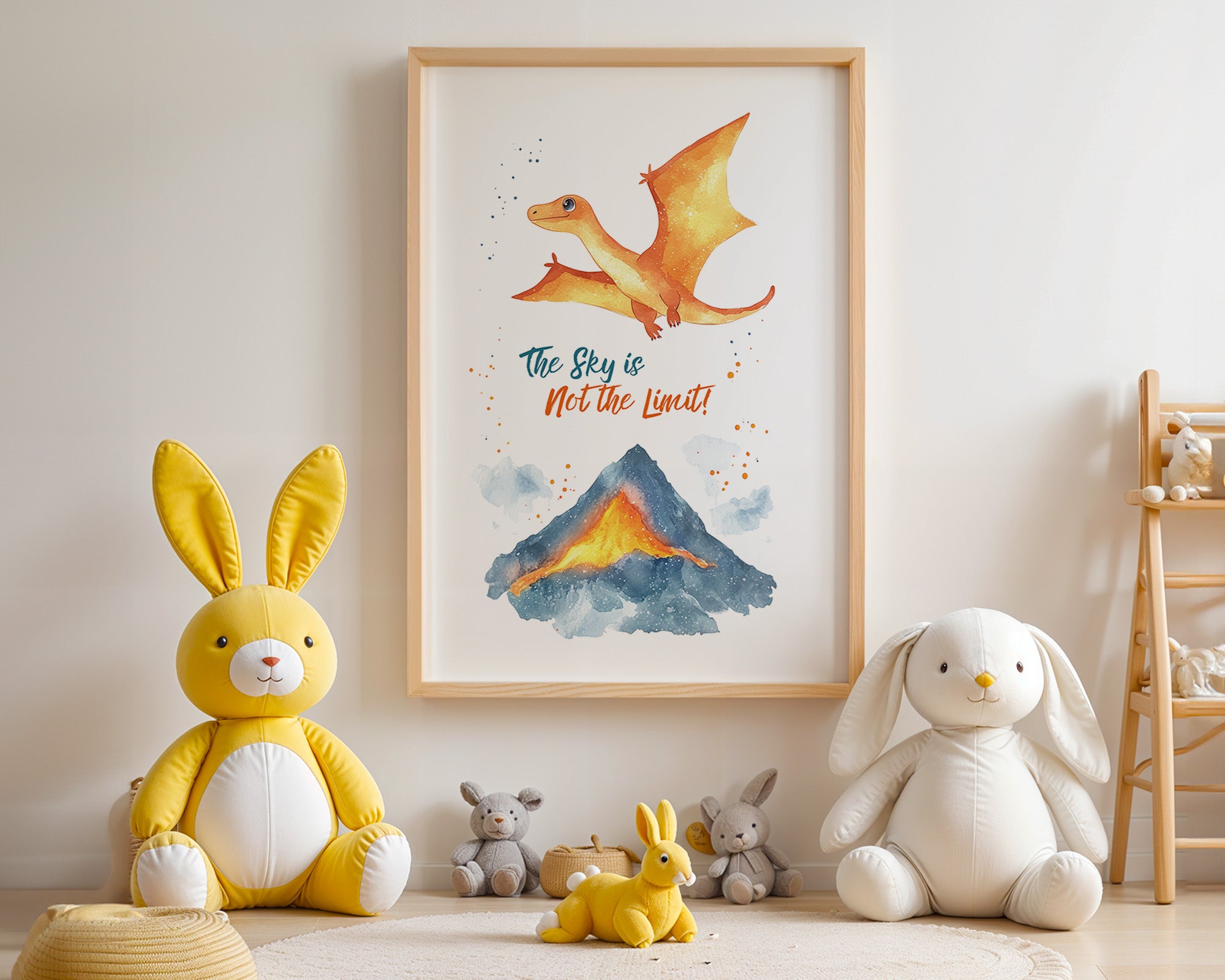 Flugdino Vulkan Aquarell