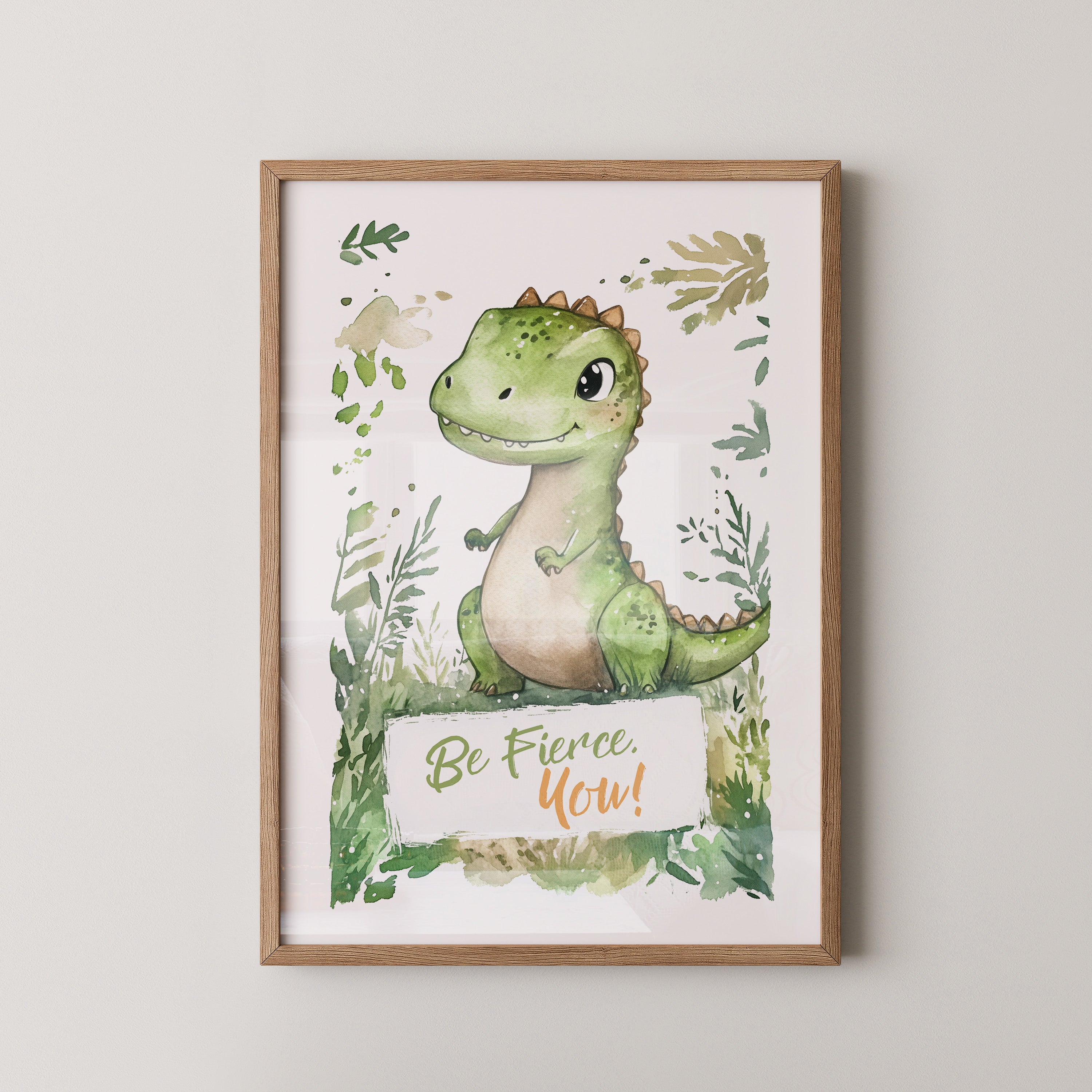 Dino Aquarell grün verspielt