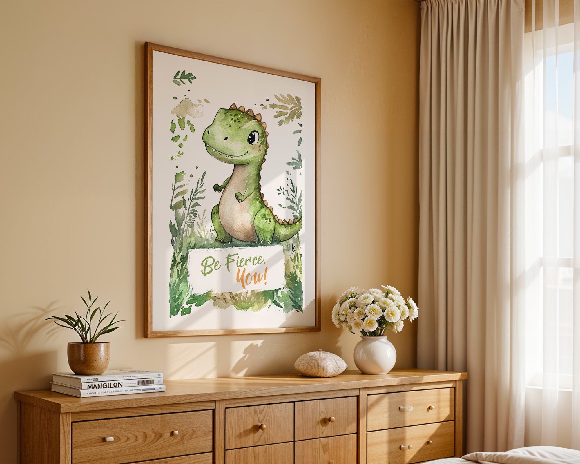 Dino Aquarell grün verspielt