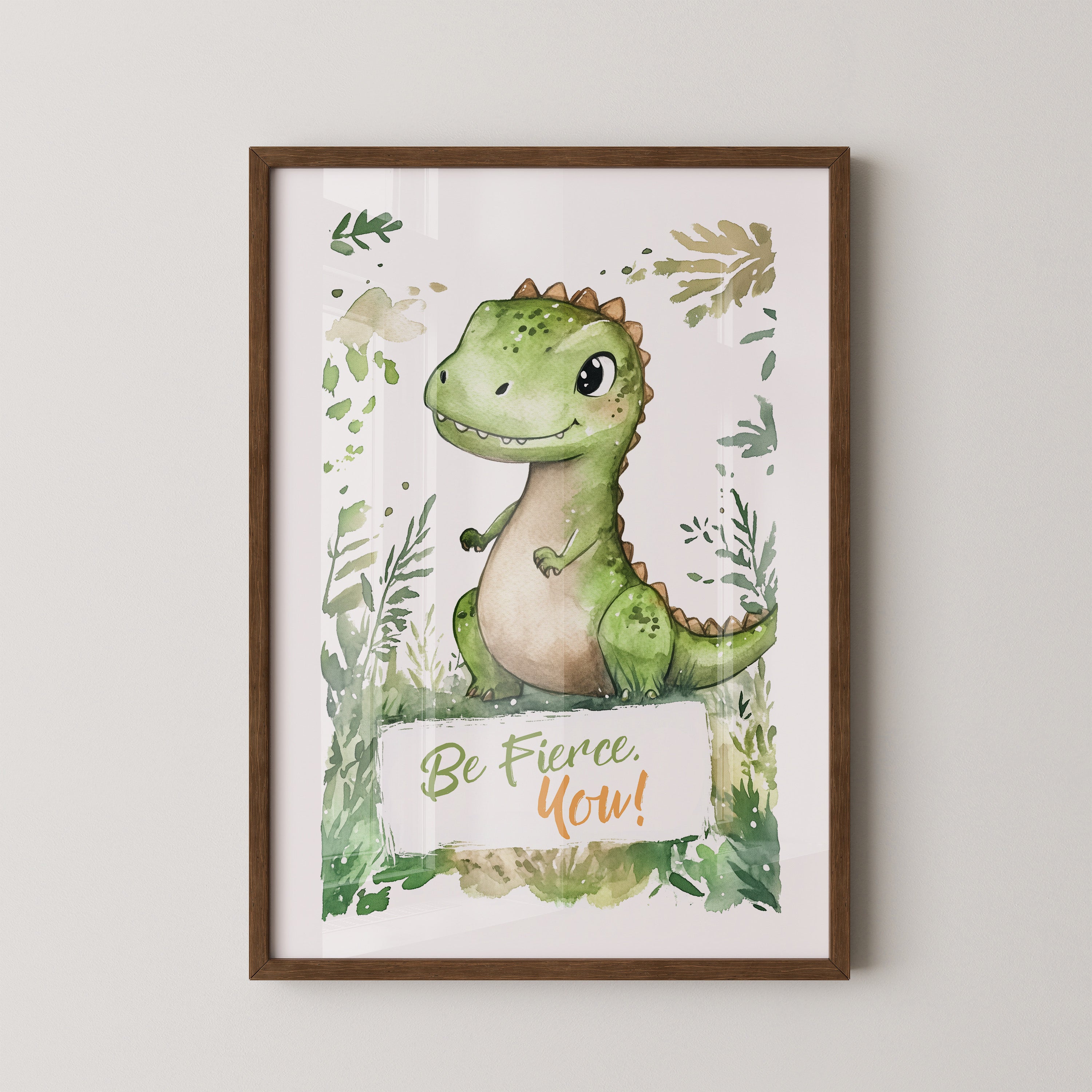 Dino Aquarell grün verspielt