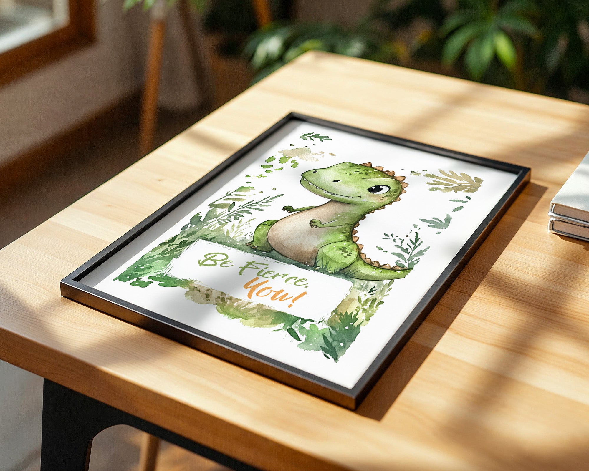 Dino Aquarell grün verspielt