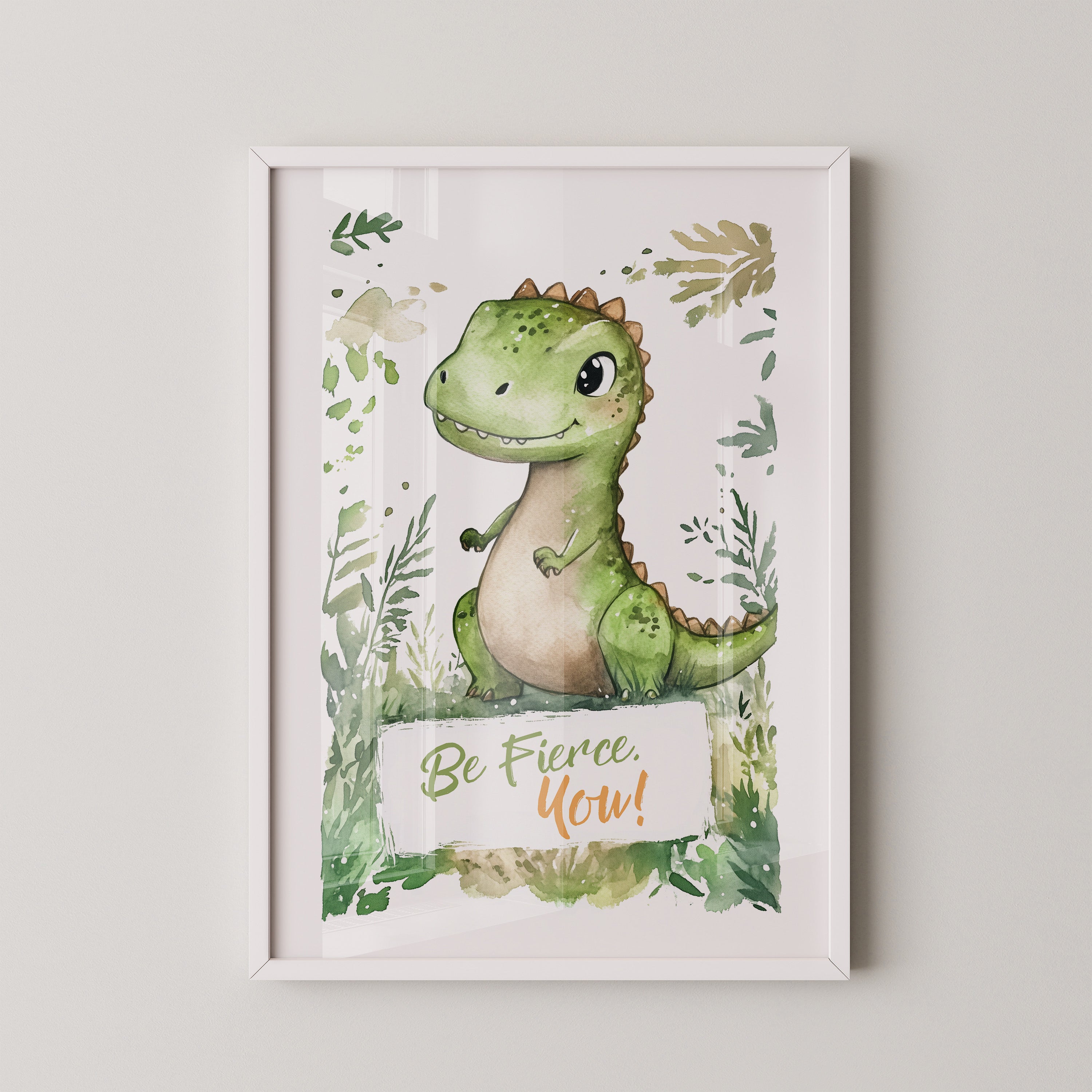 Dino Aquarell grün verspielt
