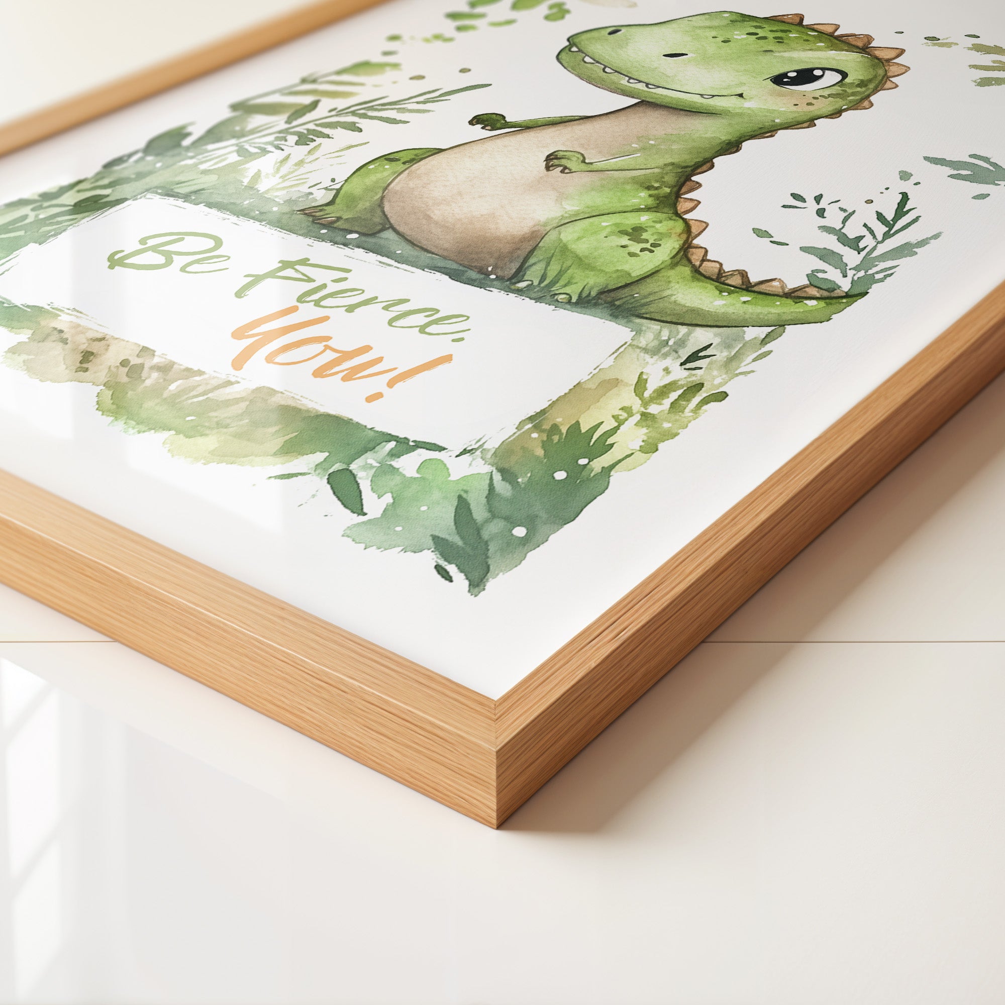 Dino Aquarell grün verspielt