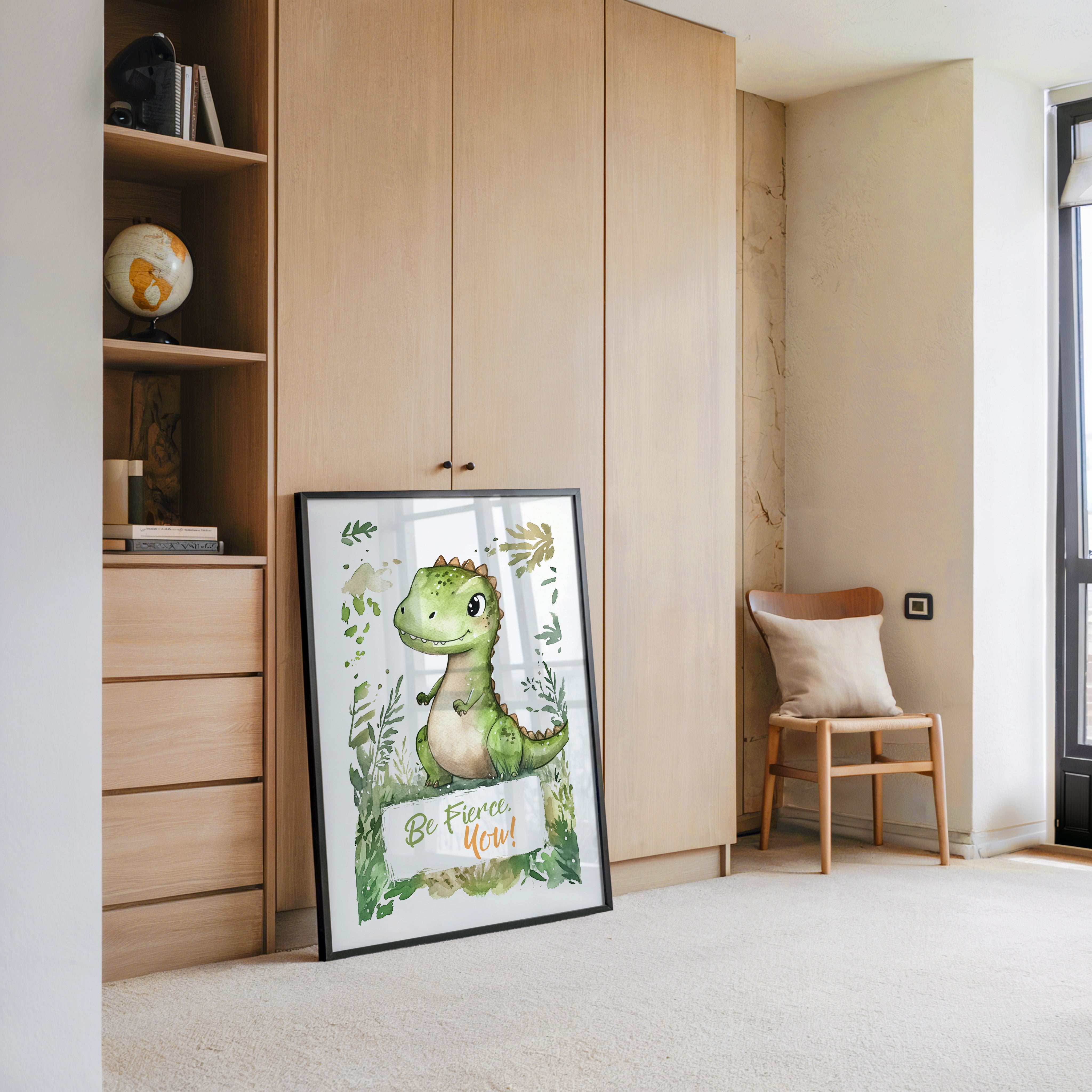 Dino Aquarell grün verspielt