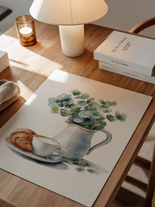 Eukalyptus Krug Kaffee Croissant