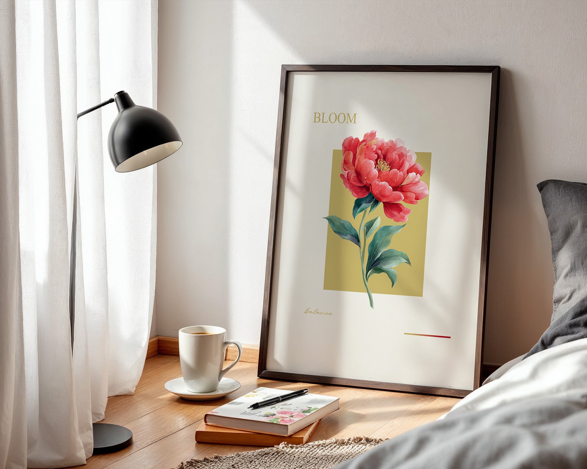 Rote Pfingstrose Aquarell Kunst