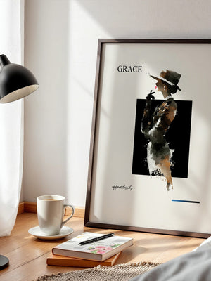 Elegante Frau Aquarell Vintage